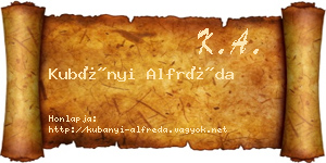 Kubányi Alfréda névjegykártya